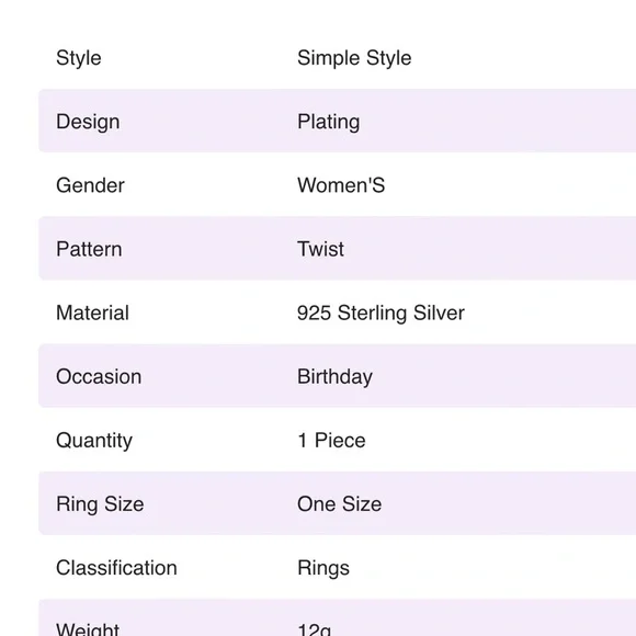 925 Sterling Silver Twist Rings. One size. - Picture 5 of 8